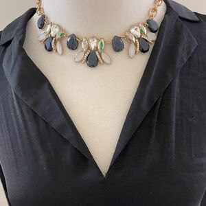 Elegant Gold and Navy Blue Statement Necklace